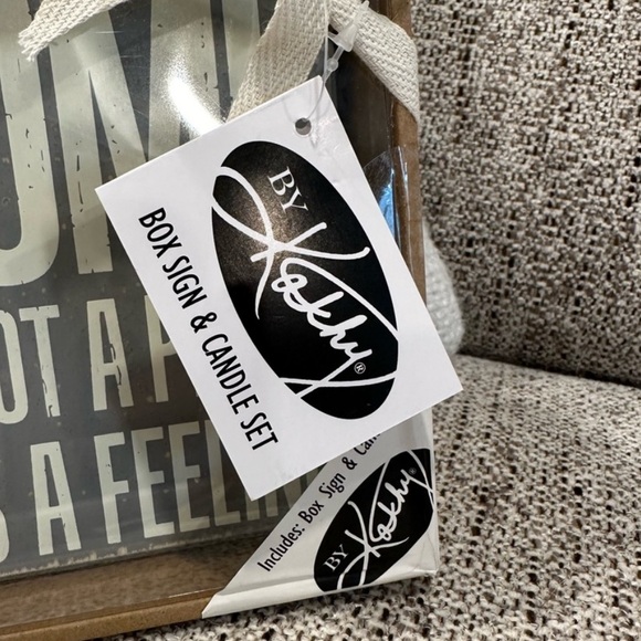 NIB NEW Home sign & candle decoration Box Sign & Candle Set - Feeling by Kathy - Picture 2 of 3